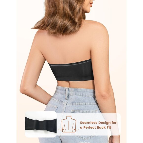 Womens Seamless Padded Bandeau Bra Medium Front Closure No Slip Support - Picture 4 of 6